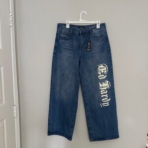Ed Hardy Denim Pants with White Graphic